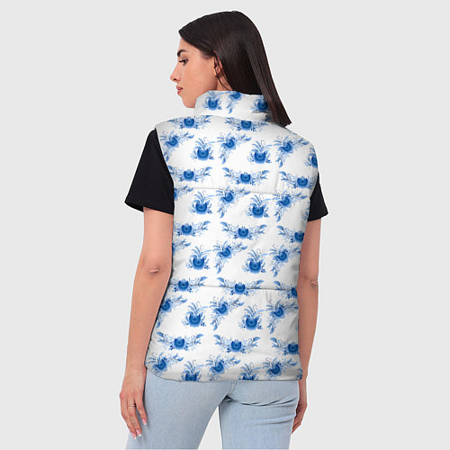 Женский жилет Blue floral pattern / 3D-Светло-серый – фото 4