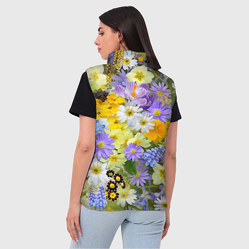 Женский жилет Цветочная летняя поляна / 3D-Черный – фото 4