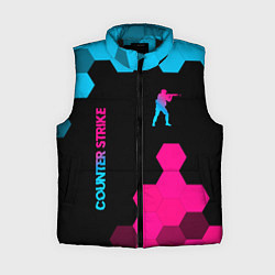 Женский жилет Counter Strike - neon gradient: символ и надпись в, цвет: 3D-черный