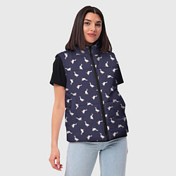 Женский жилет Гуси на синем паттерн, цвет: 3D-черный — фото 2