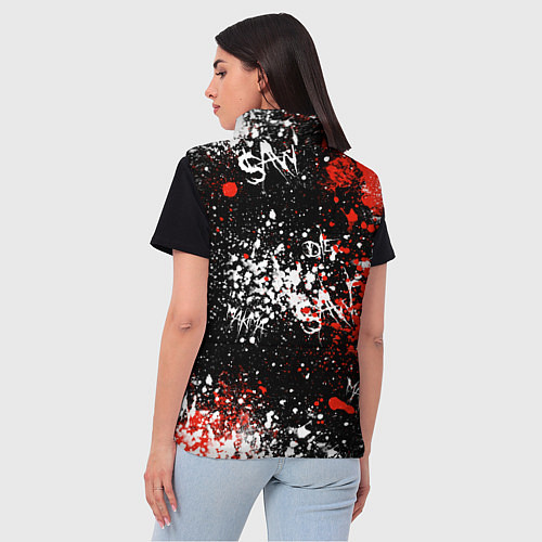 Женский жилет Человек-безопила верхом на акуле-демоне / 3D-Черный – фото 4