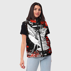 Женский жилет Человек-безопила верхом на акуле-демоне, цвет: 3D-черный — фото 2