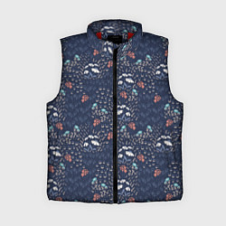 Женский жилет Мелкие цветочки на синем паттерн, цвет: 3D-красный