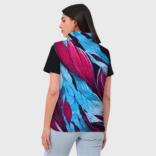 Женский жилет Яркие экзотические перья / 3D-Черный – фото 4