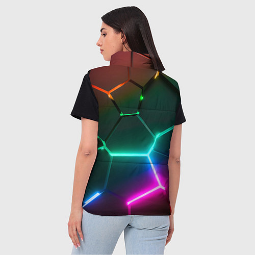 Женский жилет Радужный градиент неоновые геометрические плиты / 3D-Красный – фото 4