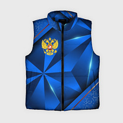 Женский жилет Герб РФ на синем объемном фоне