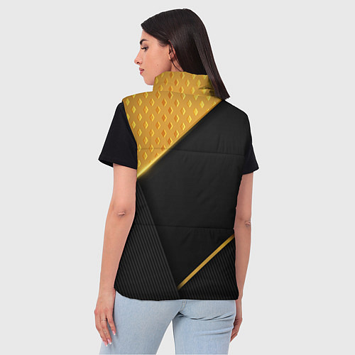 Женский жилет Герб России на черном фоне с золотыми вставками / 3D-Черный – фото 4