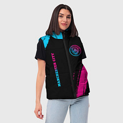 Женский жилет Manchester City - neon gradient: надпись, символ, цвет: 3D-черный — фото 2