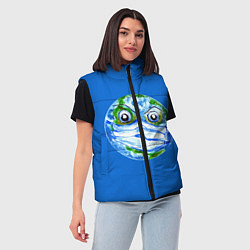 Женский жилет Злая планета Земля в маске, цвет: 3D-красный — фото 2