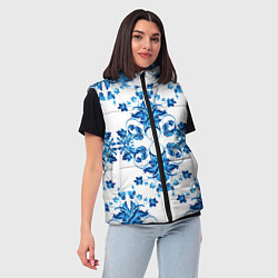 Женский жилет Гжель узор, цвет: 3D-красный — фото 2