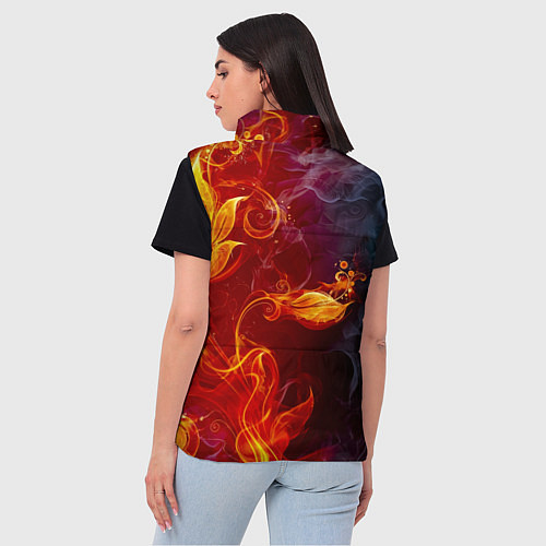 Женский жилет Огненный цветок с дымом / 3D-Черный – фото 4