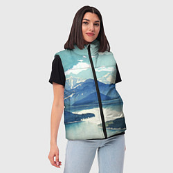 Женский жилет Река в горах - акварельный рисунок, цвет: 3D-светло-серый — фото 2