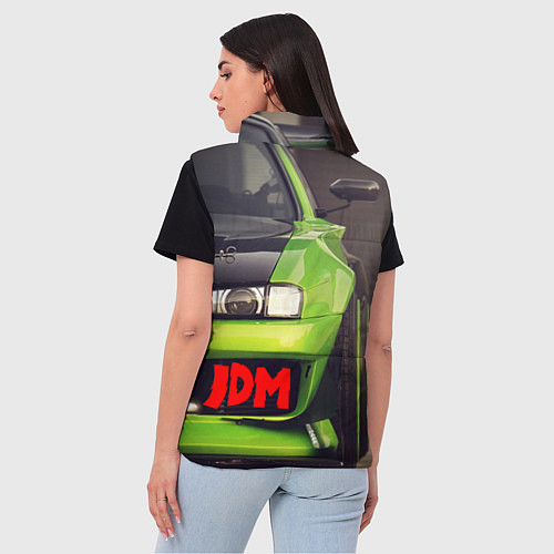 Женский жилет JDM машина зеленая тюнингованная / 3D-Черный – фото 4