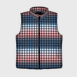 Женский жилет Разноцветный коралловый с синим узор клетка, цвет: 3D-светло-серый