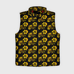 Женский жилет Хохломская роспись цветы на чёрном фоне