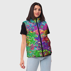 Женский жилет Узоры из разноцветных звёзд, цвет: 3D-светло-серый — фото 2