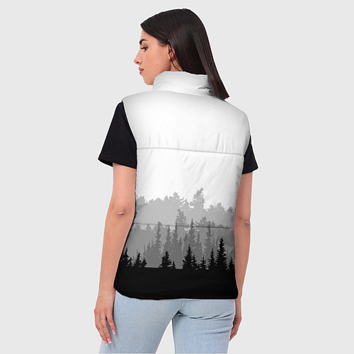 Женский жилет Птицы над лесом / 3D-Черный – фото 4