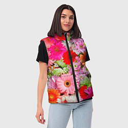 Женский жилет Colorful chrysanthemums, цвет: 3D-красный — фото 2