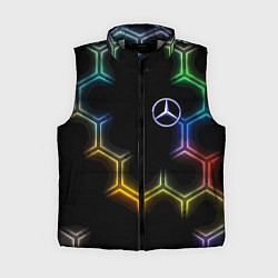 Женский жилет Mercedes - neon pattern, цвет: 3D-светло-серый