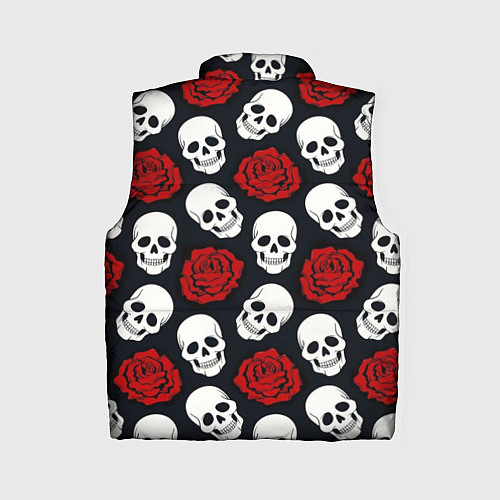 Женский жилет Весёлые черепки и розы / 3D-Светло-серый – фото 2