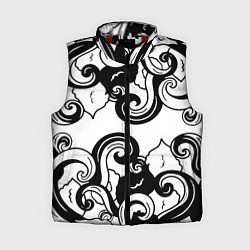 Женский жилет Черные волнистые узоры на белом, цвет: 3D-красный
