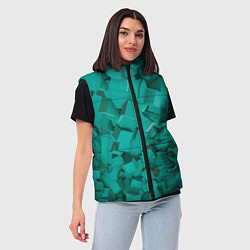 Женский жилет Абстрактные сине-зелёные кубы, цвет: 3D-черный — фото 2