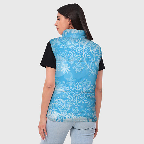 Женский жилет Морозный узор на голубом стекле / 3D-Черный – фото 4