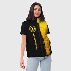 Женский жилет Volkswagen - gold gradient: по-вертикали, цвет: 3D-черный — фото 2