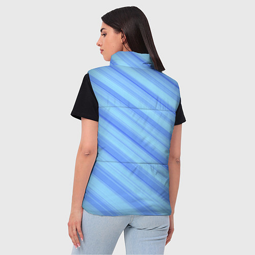 Женский жилет Сине-голубые полосы абстракция / 3D-Светло-серый – фото 4