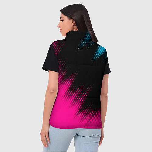 Женский жилет Audi - neon gradient: надпись, символ / 3D-Черный – фото 4
