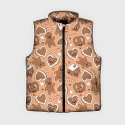 Женский жилет Новогодний паттерн с печеньем, цвет: 3D-красный