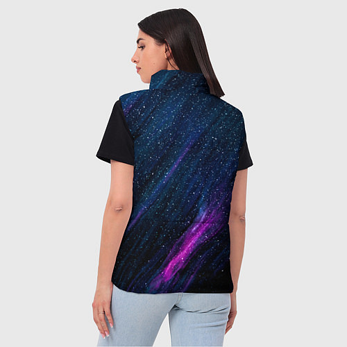 Женский жилет Звёздное абстрактное фиолетовое небо / 3D-Светло-серый – фото 4