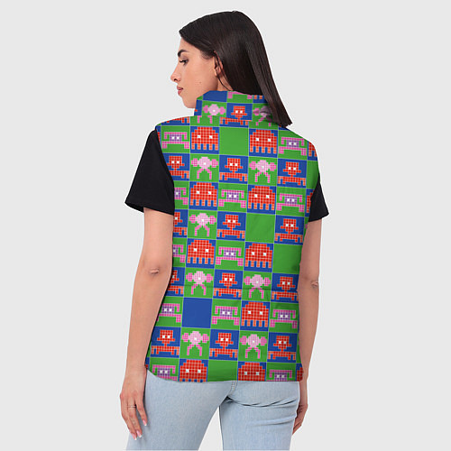 Женский жилет Пиксельный рисунок поп арт / 3D-Светло-серый – фото 4