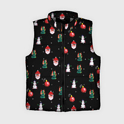 Женский жилет Новогодний узор с крутым дедом, цвет: 3D-светло-серый