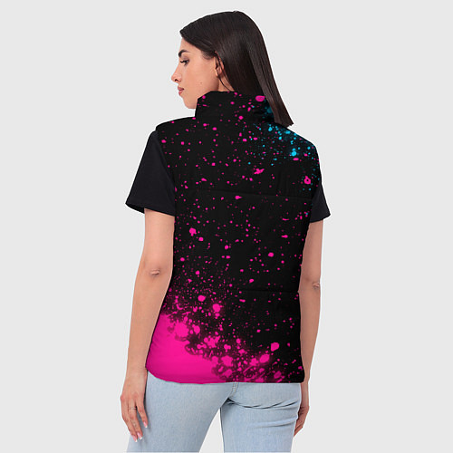 Женский жилет Cyberpunk 2077 - neon gradient: надпись, символ / 3D-Черный – фото 4