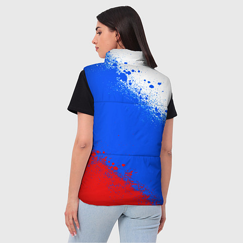 Женский жилет Флаг России - триколор / 3D-Черный – фото 4
