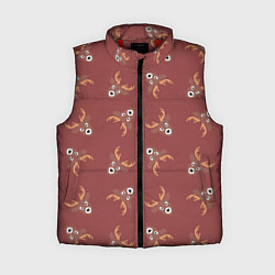 Женский жилет Эстетика: праздничные олени на бордовом фоне, цвет: 3D-красный