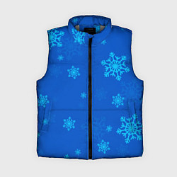 Женский жилет Снежинки - синий, цвет: 3D-светло-серый