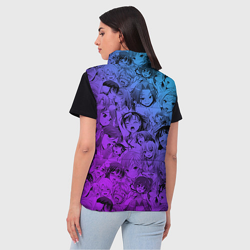 Женский жилет Ахегао красивый неон / 3D-Черный – фото 4