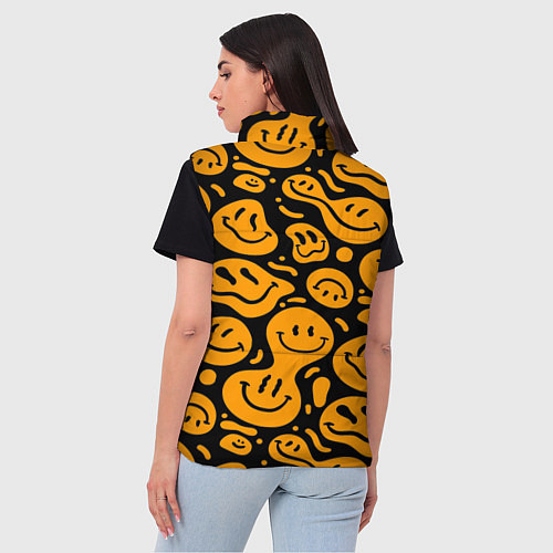 Женский жилет Растекающийся оранжевый смайл / 3D-Светло-серый – фото 4