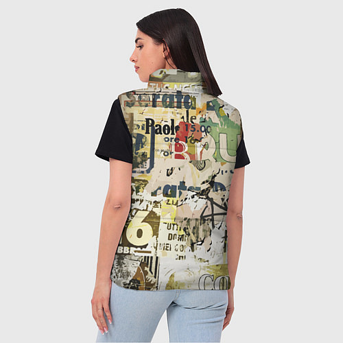 Женский жилет Восьмёрка на фоне рваных афиш / 3D-Красный – фото 4