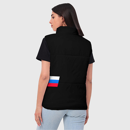 Женский жилет Россия и три линии на черном фоне / 3D-Черный – фото 4