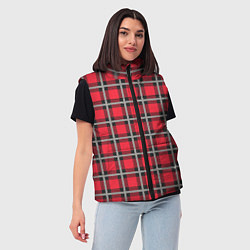 Женский жилет Красная шотландская клетка, цвет: 3D-светло-серый — фото 2