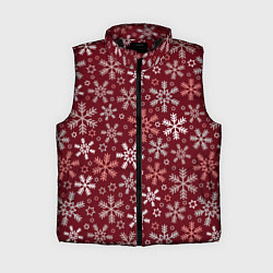 Женский жилет Новогодний узор из снежинок, цвет: 3D-черный
