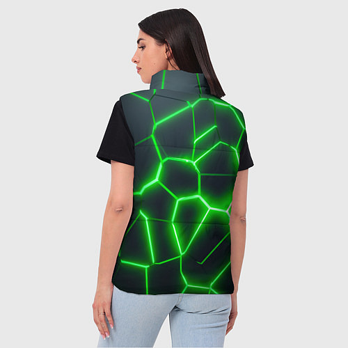 Женский жилет Зелёные неоновые плиты / 3D-Светло-серый – фото 4