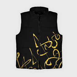 Женский жилет Золотая каллиграфия на черном фоне, цвет: 3D-черный