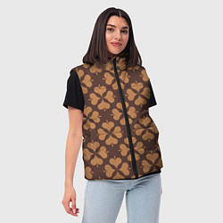 Женский жилет Четырехлистный клевер коричневый, цвет: 3D-черный — фото 2