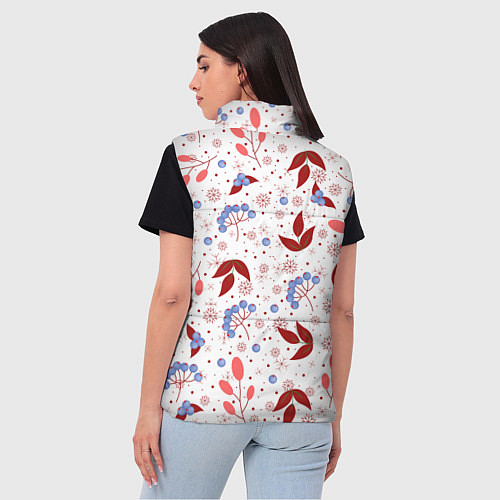 Женский жилет Новогодние ягоды и снежинки / 3D-Красный – фото 4