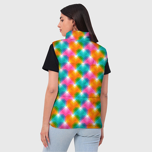 Женский жилет Светящиеся геометрические сердца / 3D-Светло-серый – фото 4