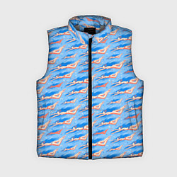 Женский жилет Плывущие девушки на голубом фоне, цвет: 3D-светло-серый